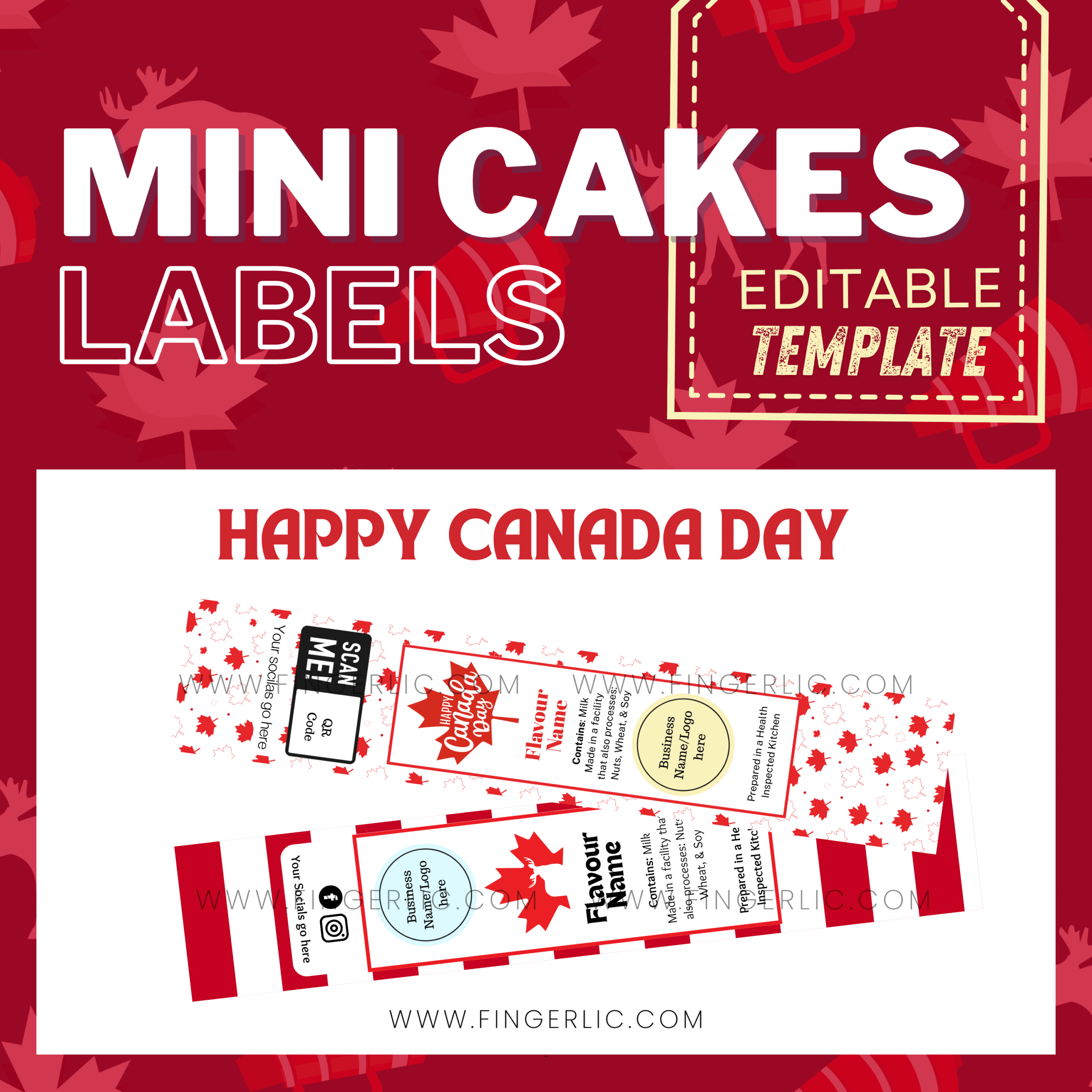 Fingerlic's Mini Cake Labels - Canada Day