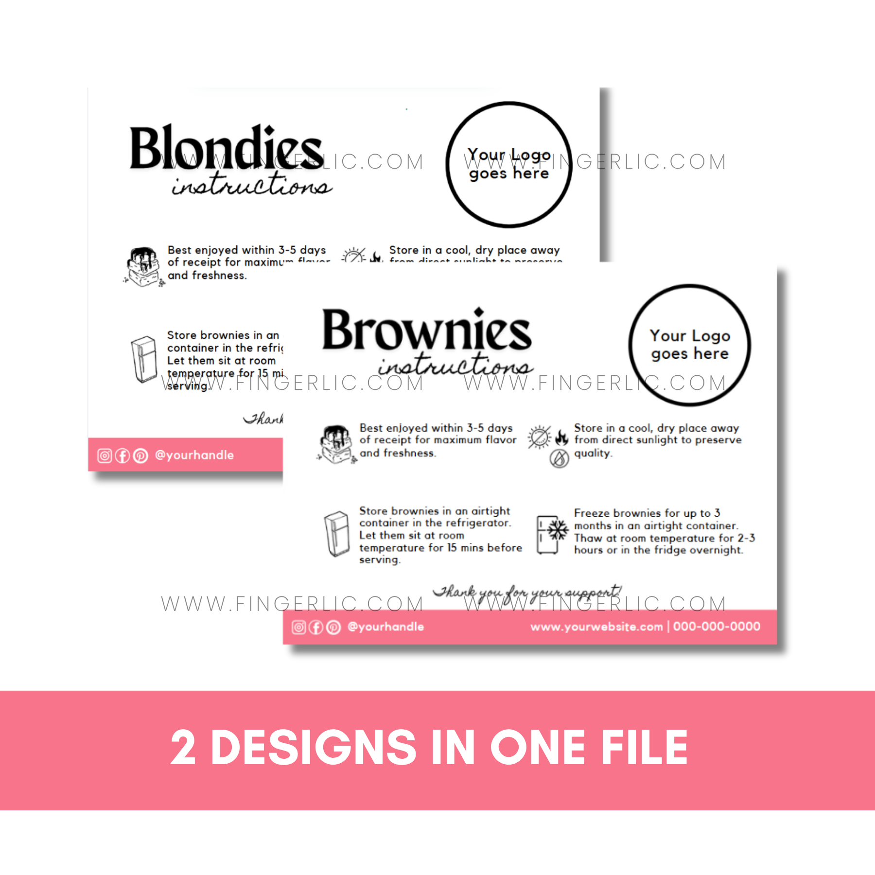 Fingerlic's Brownie and Blondies Care Cards